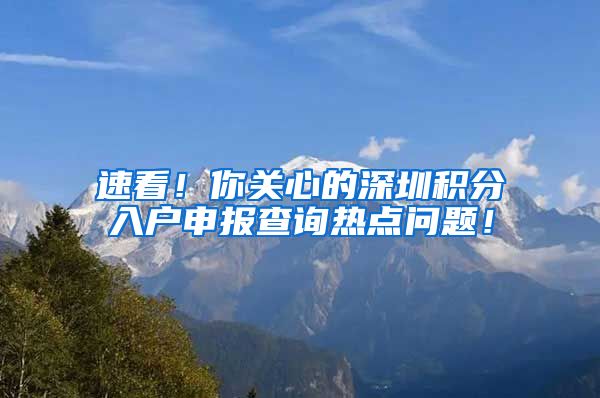 速看！你关心的深圳积分入户申报查询热点问题！