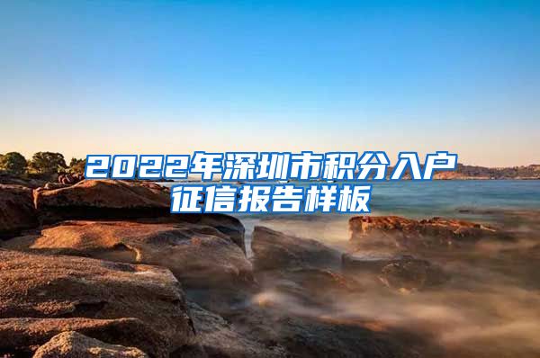 2022年深圳市积分入户征信报告样板