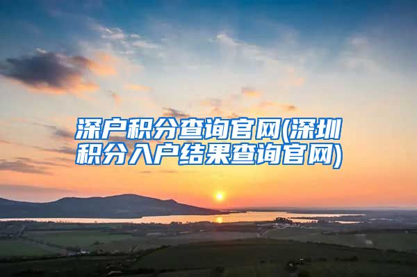 深户积分查询官网(深圳积分入户结果查询官网)