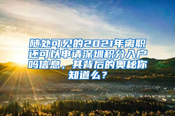 随处可见的2021年离职还可以申请深圳积分入户吗信息，其背后的奥秘你知道么？