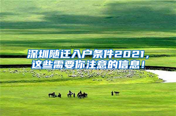 深圳随迁入户条件2021，这些需要你注意的信息！