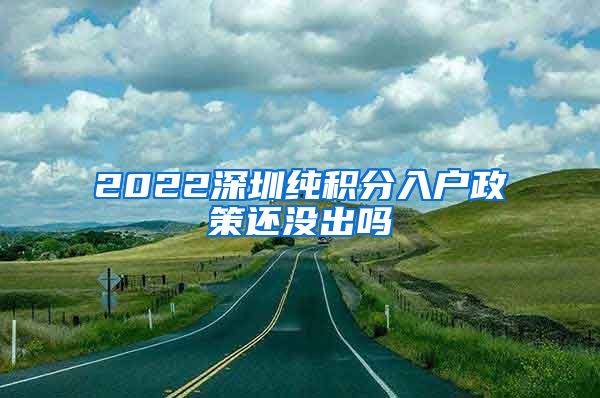 2022深圳纯积分入户政策还没出吗