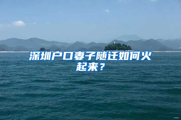 深圳户口妻子随迁如何火起来？