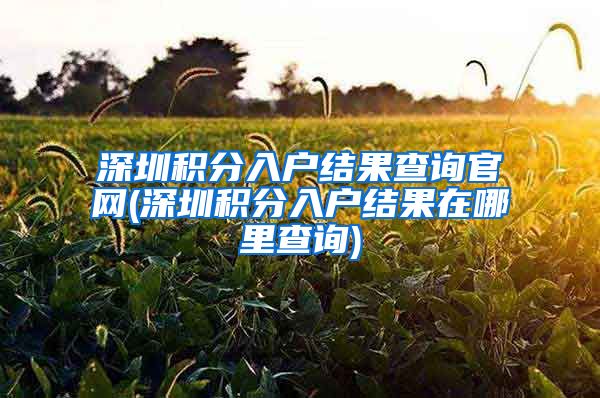 深圳积分入户结果查询官网(深圳积分入户结果在哪里查询)