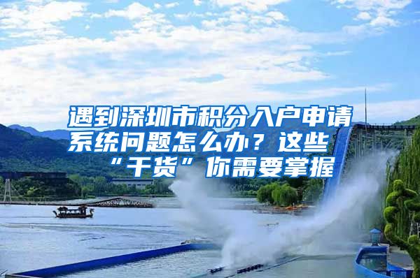 遇到深圳市积分入户申请系统问题怎么办？这些“干货”你需要掌握