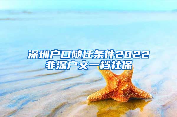 深圳户口随迁条件2022非深户交一档社保