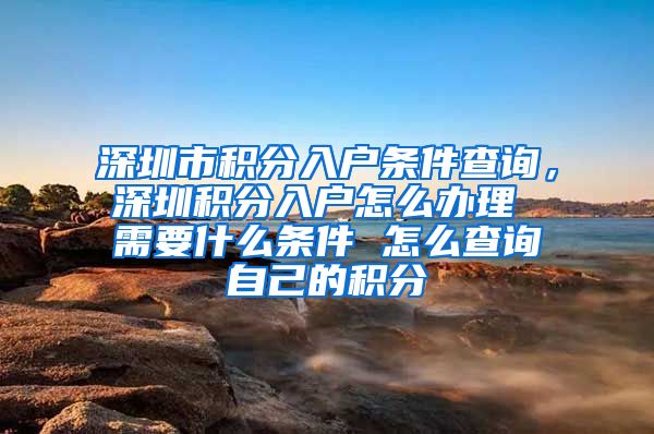 深圳市积分入户条件查询，深圳积分入户怎么办理 需要什么条件 怎么查询自己的积分