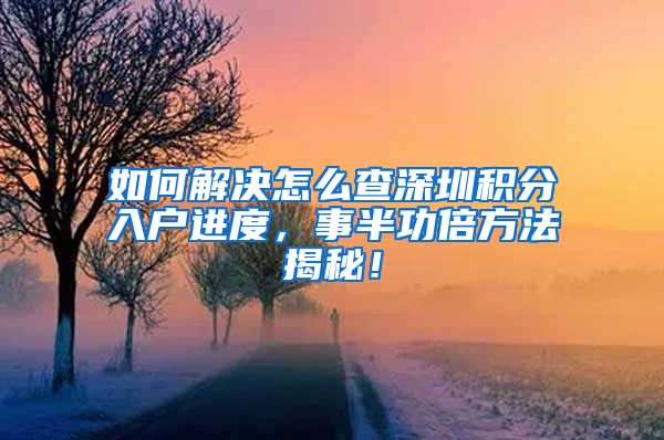 如何解决怎么查深圳积分入户进度，事半功倍方法揭秘！