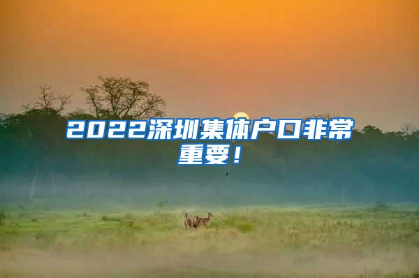 2022深圳集体户口非常重要！