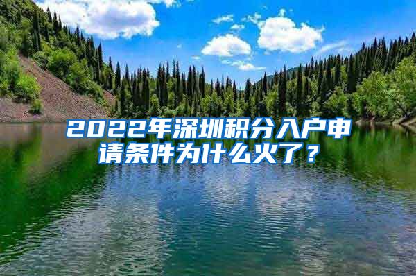 2022年深圳积分入户申请条件为什么火了？