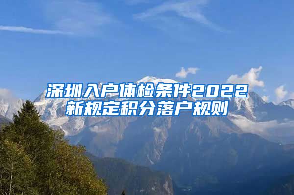 深圳入户体检条件2022新规定积分落户规则