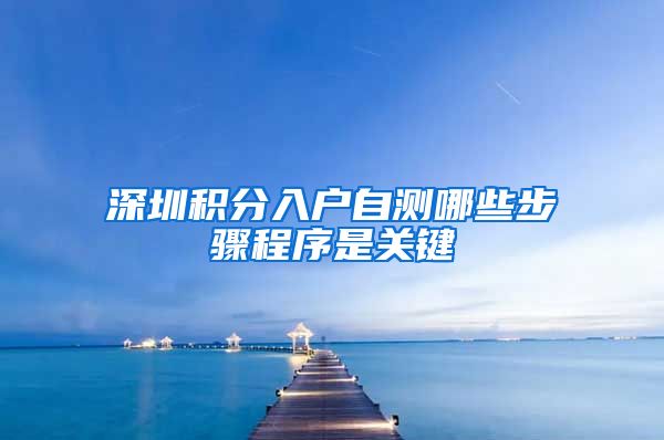 深圳积分入户自测哪些步骤程序是关键