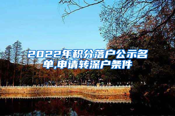 2022年积分落户公示名单,申请转深户条件