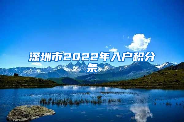 深圳市2022年入户积分条