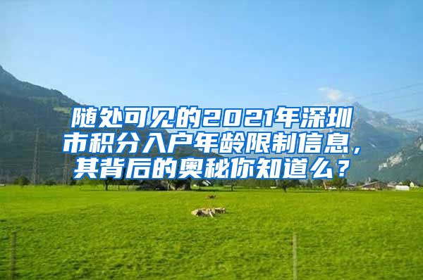 随处可见的2021年深圳市积分入户年龄限制信息，其背后的奥秘你知道么？