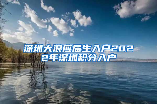 深圳大浪应届生入户2022年深圳积分入户