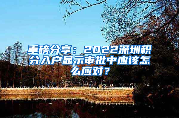 重磅分享：2022深圳积分入户显示审批中应该怎么应对？