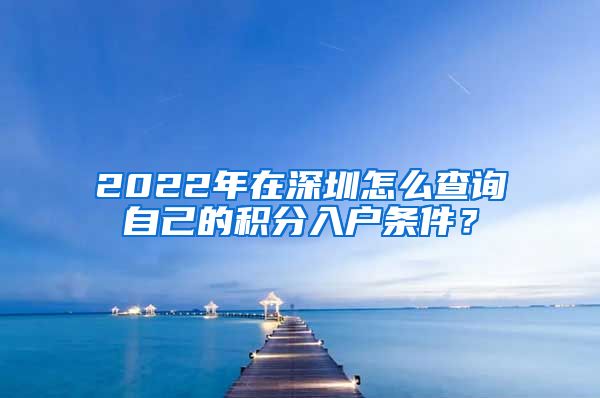 2022年在深圳怎么查询自己的积分入户条件？