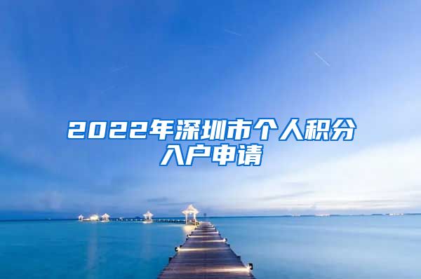 2022年深圳市个人积分入户申请