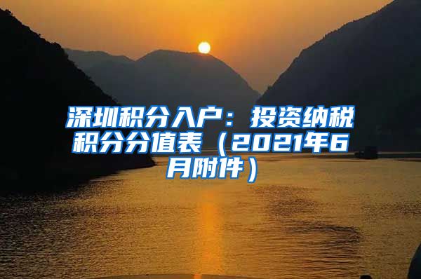 深圳积分入户：投资纳税积分分值表（2021年6月附件）