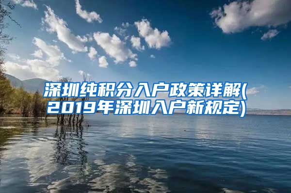 深圳纯积分入户政策详解(2019年深圳入户新规定)