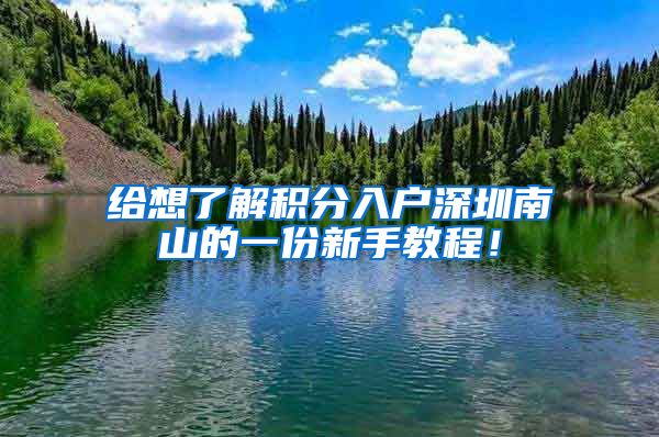 给想了解积分入户深圳南山的一份新手教程！