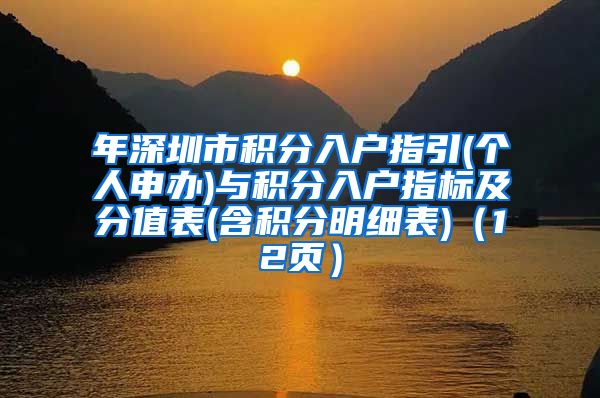 年深圳市积分入户指引(个人申办)与积分入户指标及分值表(含积分明细表)（12页）