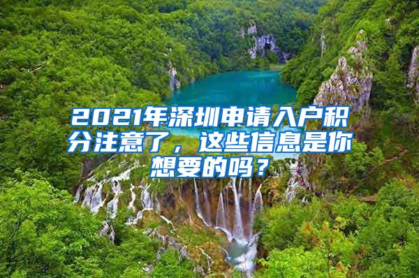 2021年深圳申请入户积分注意了，这些信息是你想要的吗？