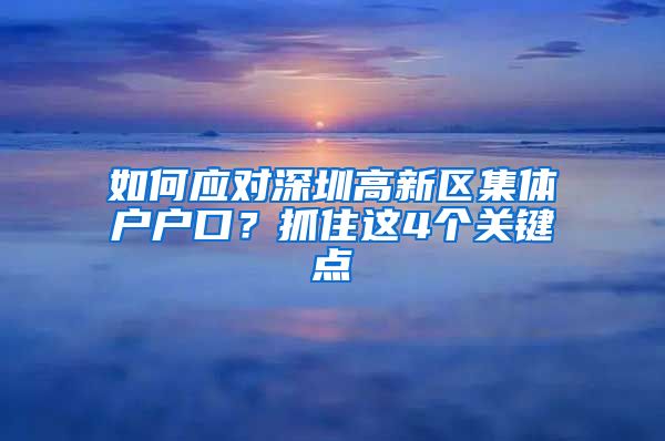 如何应对深圳高新区集体户户口？抓住这4个关键点