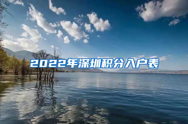 2022年深圳积分入户表