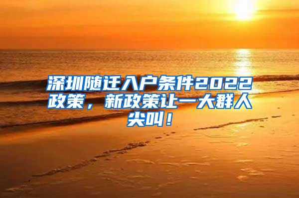 深圳随迁入户条件2022政策，新政策让一大群人尖叫！