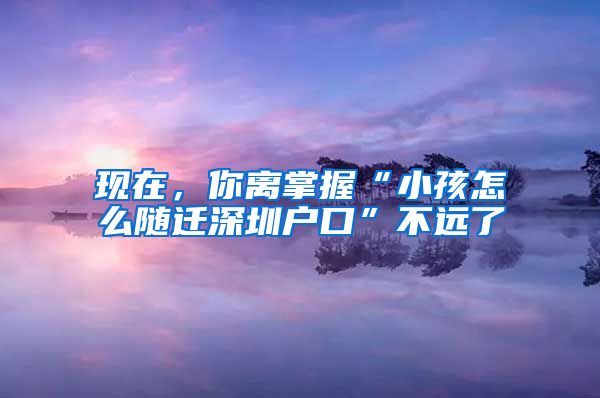 现在，你离掌握“小孩怎么随迁深圳户口”不远了