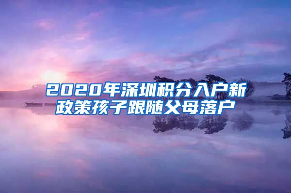 2020年深圳积分入户新政策孩子跟随父母落户