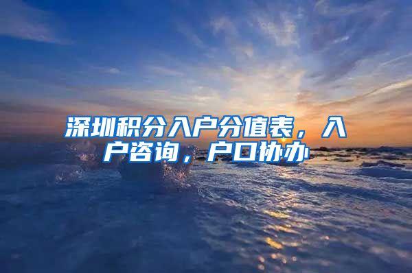 深圳积分入户分值表，入户咨询，户口协办