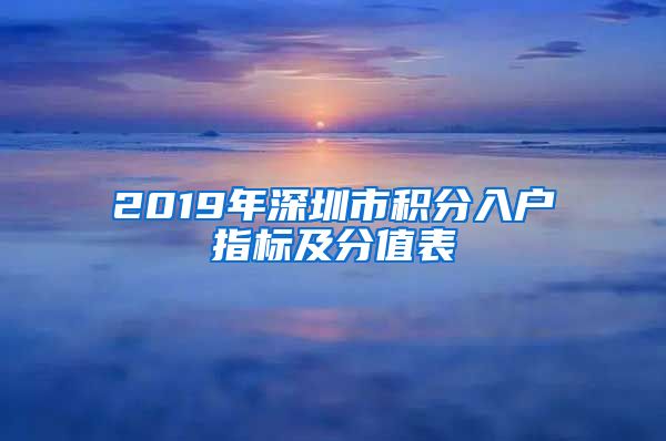 2019年深圳市积分入户指标及分值表