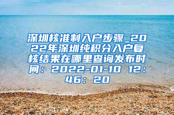 深圳核准制入户步骤_2022年深圳纯积分入户复核结果在哪里查询发布时间：2022-01-10 12：46：20