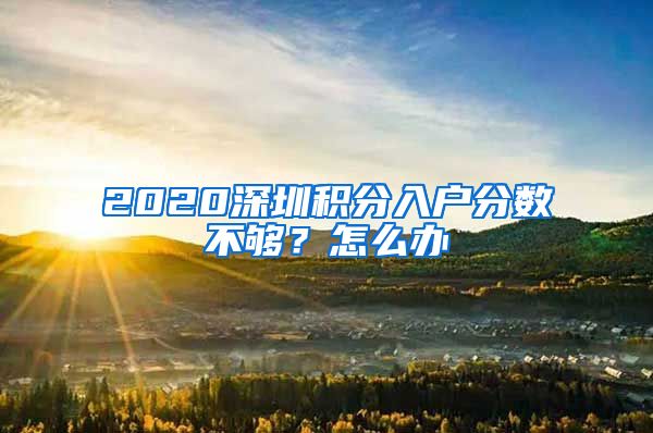 2020深圳积分入户分数不够？怎么办