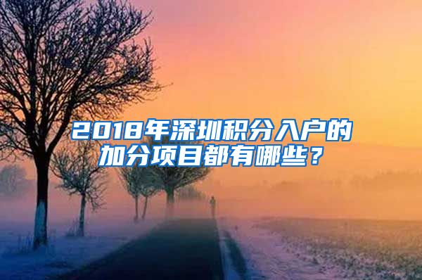 2018年深圳积分入户的加分项目都有哪些？