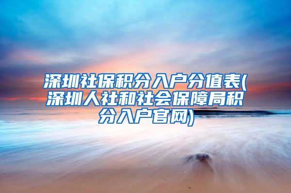 深圳社保积分入户分值表(深圳人社和社会保障局积分入户官网)