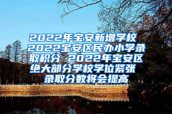 2022年宝安新增学校 2022宝安区民办小学录取积分 2022年宝安区绝大部分学校学位紧张 录取分数将会提高