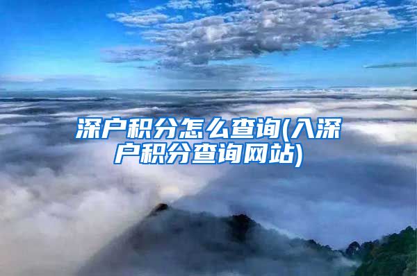 深户积分怎么查询(入深户积分查询网站)