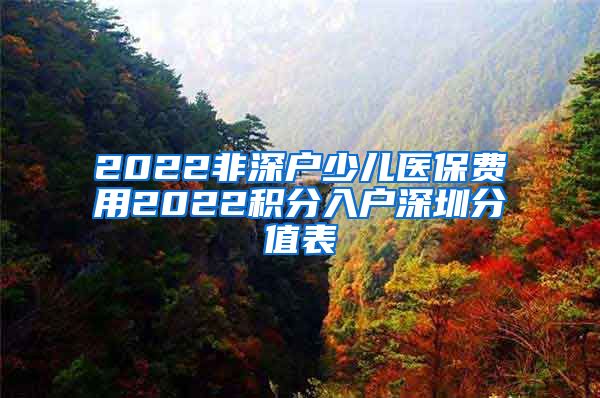 2022非深户少儿医保费用2022积分入户深圳分值表