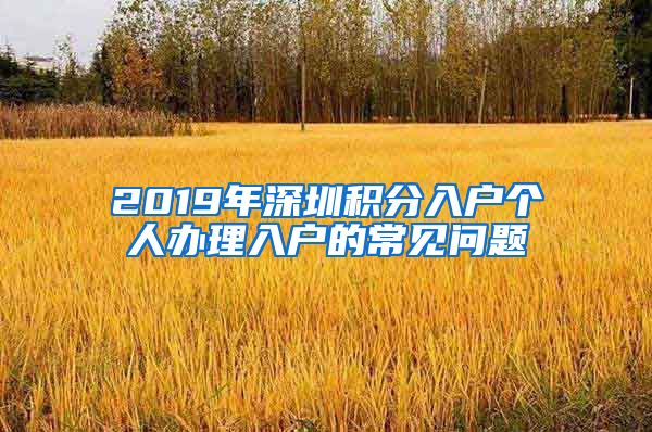 2019年深圳积分入户个人办理入户的常见问题