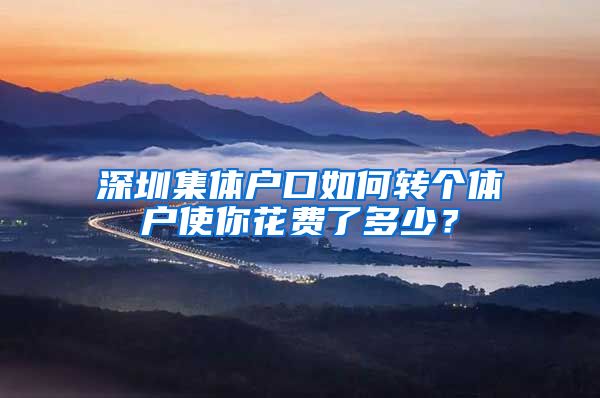 深圳集体户口如何转个体户使你花费了多少？