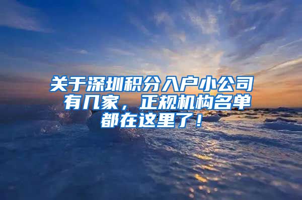 关于深圳积分入户小公司 有几家，正规机构名单都在这里了！