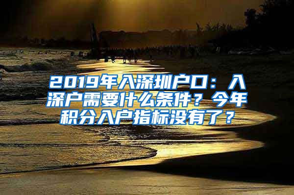 2019年入深圳户口：入深户需要什么条件？今年积分入户指标没有了？