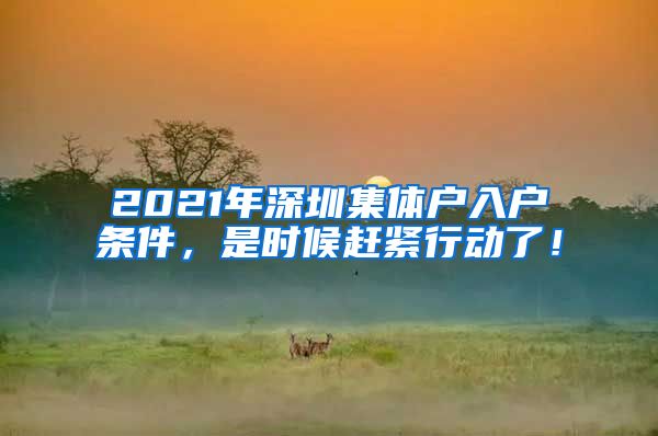 2021年深圳集体户入户条件，是时候赶紧行动了！