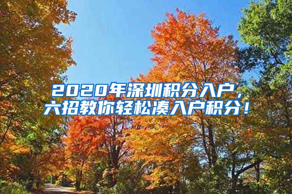 2020年深圳积分入户，六招教你轻松凑入户积分！