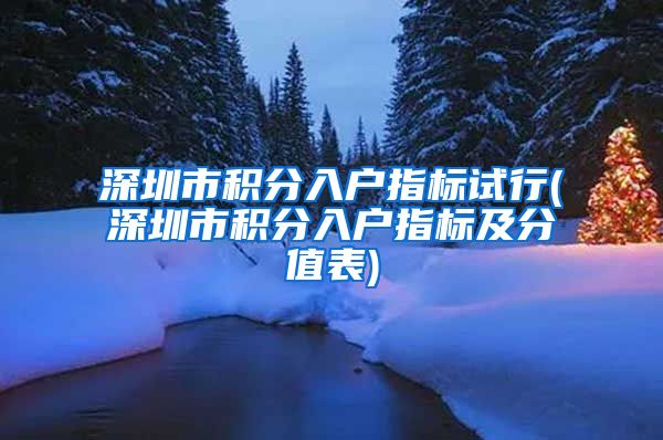 深圳市积分入户指标试行(深圳市积分入户指标及分值表)