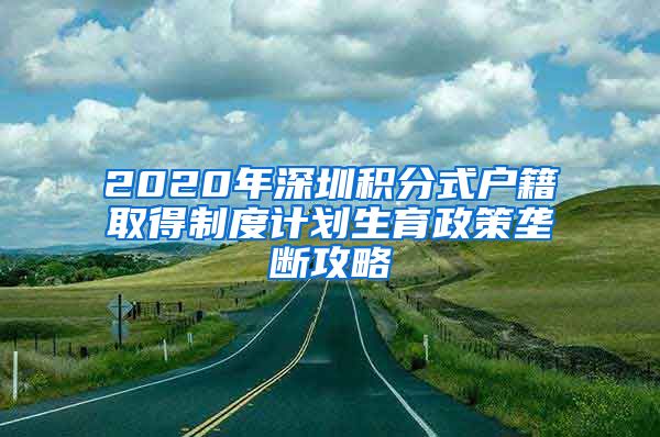 2020年深圳积分式户籍取得制度计划生育政策垄断攻略